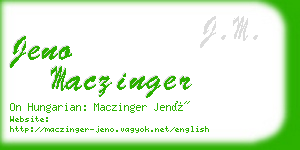 jeno maczinger business card